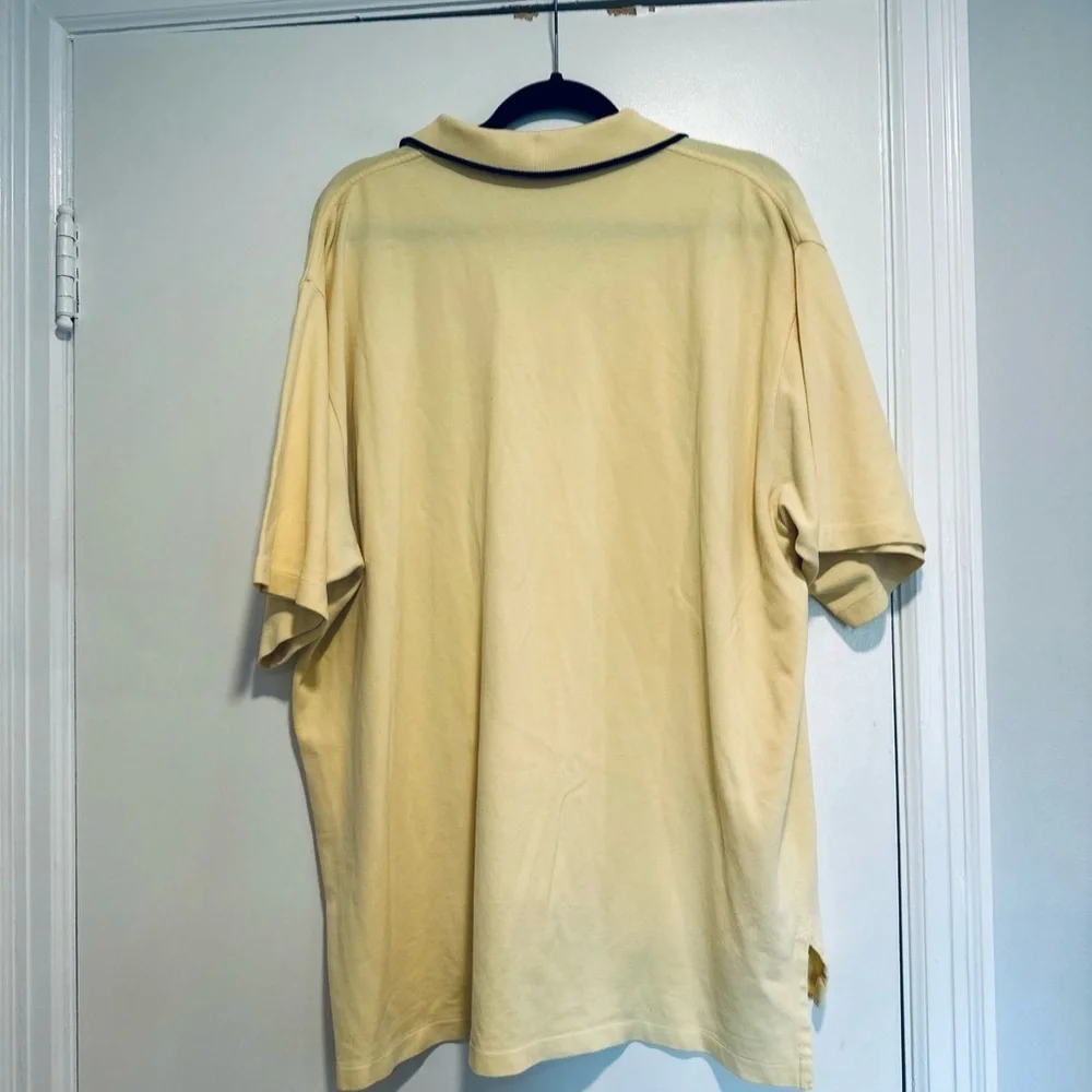 Polo Ralph Lauren Men 2XL Pale Yellow Navy Pony & Stripe On Collar. Cotton.